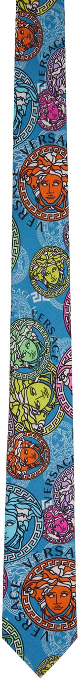 Versace: Multicolor Silk Medusa Print Neck Tie 